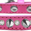 Pet and Dog Spike Collar, "Clear Crystals & Silver Spikes”