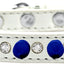 Pet and Dog Spike Collar, "Clear Crystals & Blue Spikes”