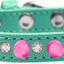 Pet and Dog Spike Collar, "Clear Crystals & Bright Pink Spikes”