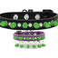 Pet and Dog Spike Collar, "Clear Crystals & Neon Green Spikes”