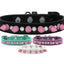 Pet and Dog Spike Collar, "Clear Crystals & Light Pink Spikes”