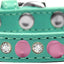 Pet and Dog Spike Collar, "Clear Crystals & Light Pink Spikes”