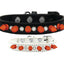 Pet and Dog Spike Collar, "Clear Crystals & Neon Orange Spikes”