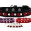 Pet and Dog Spike Collar, "Clear Crystals & Red Spikes”