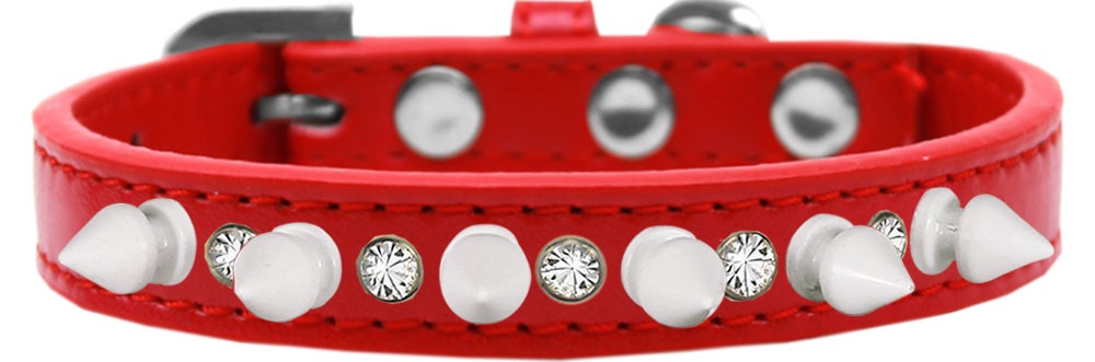 Pet and Dog Spike Collar, "Clear Crystals & White Spikes"�