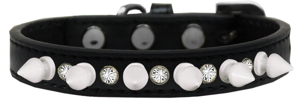 Pet and Dog Spike Collar, "Clear Crystals & White Spikes"�