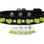 Pet and Dog Spike Collar, "Clear Crystals & Neon Yellow Spikes”