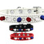 Pet and Dog Spike Collar, "Clear Crystals & Red, White and Blue Spikes”