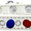 Pet and Dog Spike Collar, "Clear Crystals & Red, White and Blue Spikes”