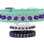 Pet and Dog Spike Collar, "Double Clear Crystals & Purple Spikes”