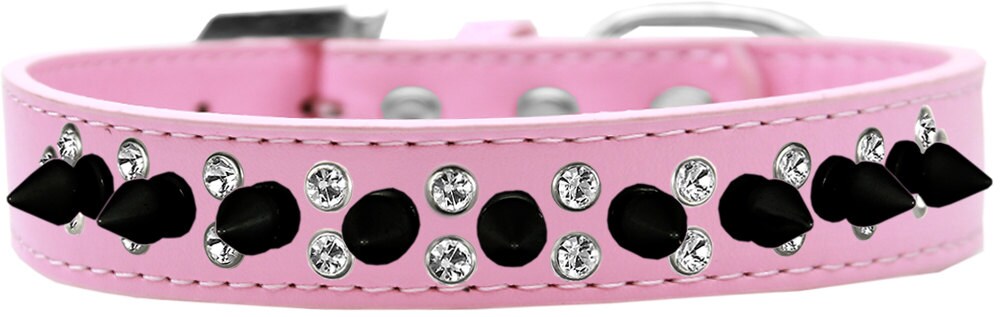 Pet and Dog Spike Collar, "Double Crystal & Black Spikes"