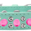 Pet and Dog Spike Collar, "Double Crystal & Bright Pink Spikes"