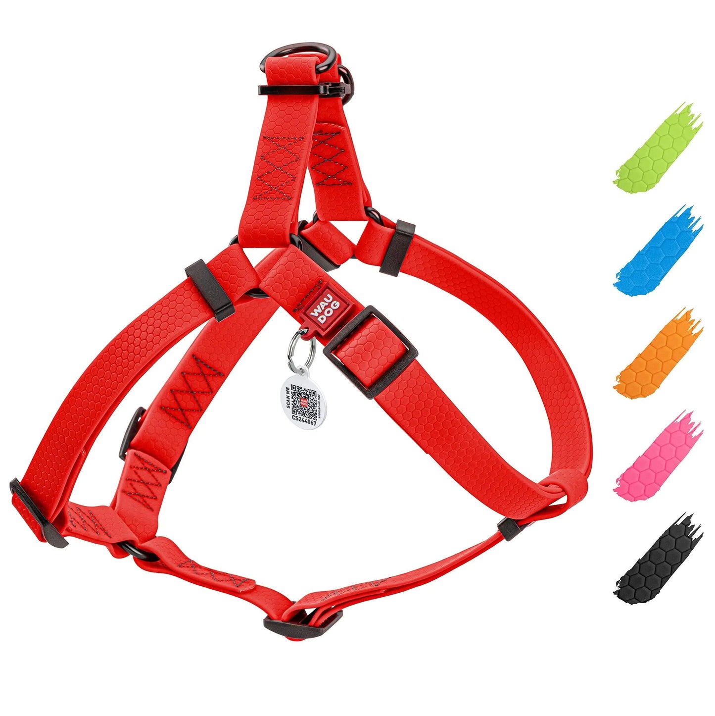 Red Waterproof Dog Harness Adjustable for Small Dogs S Size 1622 inch