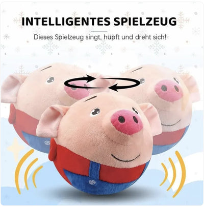 "Interactive Squeaky Moving Dog Ball Toy - Washable Plush Pig, Electronic Bounce & Sound"