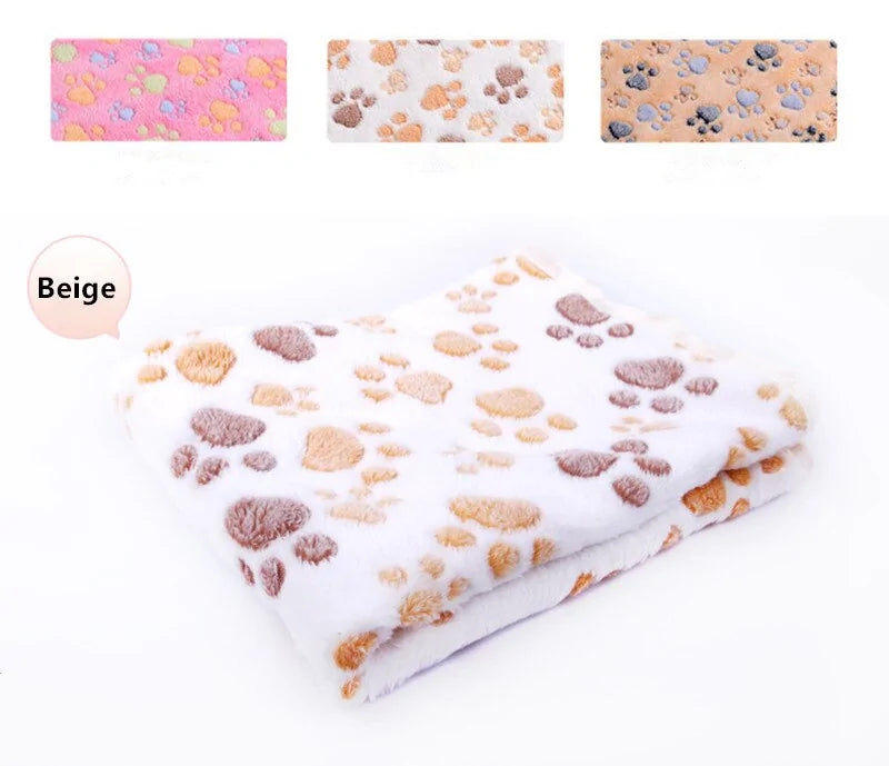 Floral Pet Sleep Warm Paw Print Bed