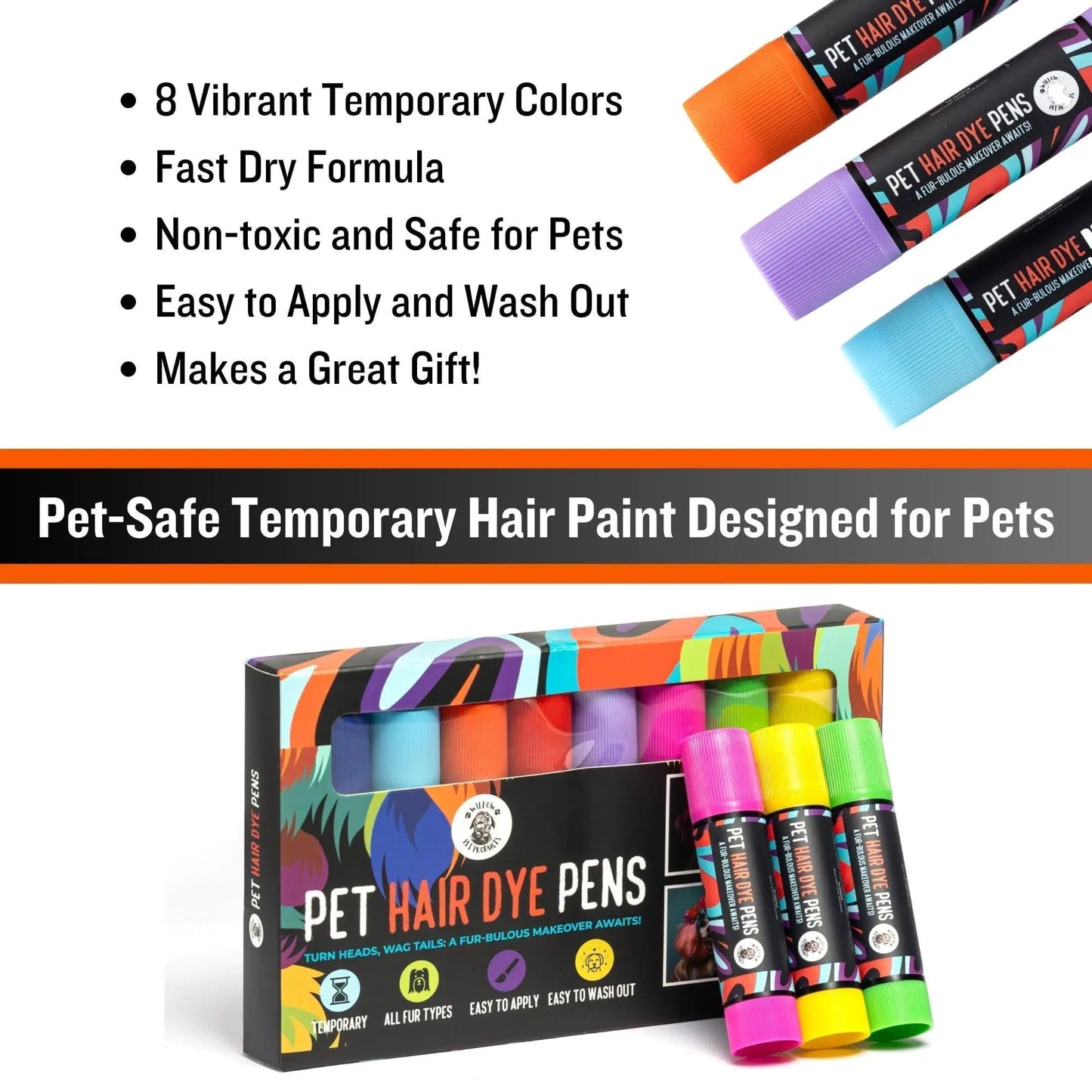 Dog Hair Dye 8 Color Dog Safe Hair Dye Non Toxic Temporary Pet Hair Paint Pens